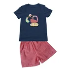 2019 Hot sale boys t-shirt children casual style backhoe applique outfits baby boys clothes