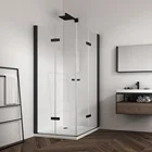 Newest design bathroom self cleaning black glass sliding shower room