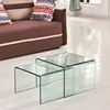 China Home Furniture Supplier Square Clear Tempered Glass Nesting Coffee Table Morden Glass Side/Tea/Coffee Nesting Table