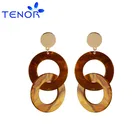 TENOR Bohemia Women Alloy Wood Grain Double Hoop Acrylic Earrings Jewelry