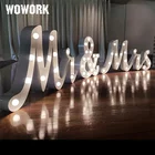 WOWORK factory double rim waterproof led wedding decorative 4ft mrs and mr marquee letters backdrop light