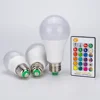 Multicolor Light Bulb E27 5W 10W LED RGB Smart Remote Bulb with 24keys Remote