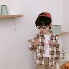 Spring long sleeve casual cotton summer plaid shirt boy kid fashion plaid t shirt
