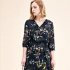2019 wholesale new style hot sale fashion sexy Spring and summer V-neck chiffon print slim fit dress