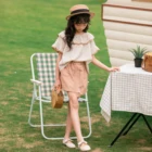 Girls summer clothing 2019 new fashion short-sleeved chiffon skirt suit big children Korean kid dot pants tide set