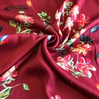Wine red flower pattern digital printed woven soft rayon sateen scarf fabric