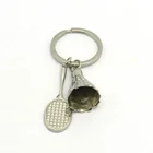 Wholesale Open Design Custom 3D Mini Metal Badminton Keychains