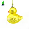 New fashion hand blown glass decorative animal yellow duck figurines for Christmas