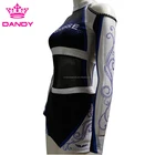 wholesale Custom Made Poly cheerleading Uniform Mesh Jersey rhinestone Dresses new fashion special design