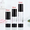 Eco friendly black 15 30 50 ml empty lotion foundation liquid airless pump plastic cosmetic bottle packaging for creams