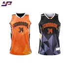Fully Sublimation Color Black And Orange Team Uniform Wear Basketball Jersey Reversible Custom