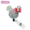 rhinestone minnie bow-knot mouse retractable nurse ID badge holder reel for medical
