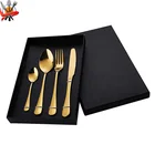 Modern spoons forks knives stainless steel cutlery set gold, flatware set