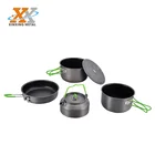 Hot sale 5 pcs Hard Anodized Aluminum cook set Competitive Camping Cook Ware Set With Anti-hot Handle