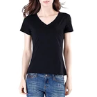 LPT359 China unisex's clothing wholesale women soft t shirt v neck 100%cotton womens t shirts