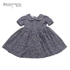 Wholesale summer peter pan clollor 100% cotton flower baby girls cute dress with pockets
