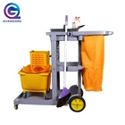 Multifunction housekeeping plastic cleaning trolley service cart for hotel
