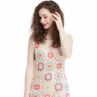Hot Sale Girls Colorful Handmade Crochet Knit Hollow Out Dress with Tassels