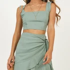 Women Clothing French Style Summer Two Piece Set Casual Tops and Skirts