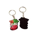 high quality embossed design NEW soft PVC rubber christmas stocking keychain key chain wholesale