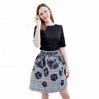 Mature women black short tutu dresses for adults high waist mini printed polyester fabric for skirt