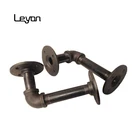 home decoration Retro Black Iron Industrial Mounting Pipe Shelf Bracket Holder S/M/L Brackets Wall Floating Shelf