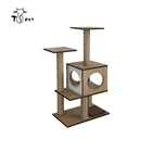 China Customized Design Pet Furniture Factory With Cat Scratcher Tree Wooden House