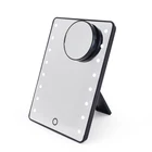 Black Single side Square Wireless Lighted Makeup Mirror with Stand portable