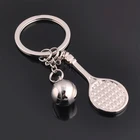 Wholesale stock cheap metal sports keyring tennis ball keychain