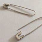 Sterling Silver Safety Pin Earring Big Hoop for Women Girls Elegant Dangle Drop 37mm