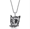 hiphop Pirate one eye black and white cat cartoon pendant necklace