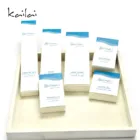 White and blue plastic private label hair shampoo and conditioner bottle