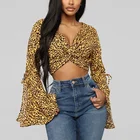 Women Blouse Shirt Top Sexy Crop Tops Turn Down Collar Front Lace Up Open Cuffs Solid Women's Blouses Shirts 2018