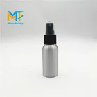 Hot sale 50ml aluminum bottle with sprayer and black cap cosmetics round shape bottle