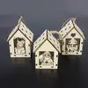 Christmas LED Lighted Small Wooden House Hanging Ornaments Xmas Gifts For Home