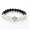 lucky religious black fashion white skull bead bracelet