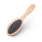 Cosmetic salon hot sale stain steel pins wooden handle paddle hair brush comb