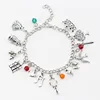 Factory wholesale Silver Snow White Charm Bead Mirror Note Crown Bracelet