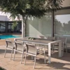Modern Extendable Alchemy Glass Dining Table All Weather Aluminum Batyline Chair Outdoor Furniture