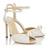 Elegant Lady High Heels Pearls Sandals Peep Toe Ankle Strap Party Shoes