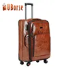 Hot selling PU leather business 3 pieces travel suitcase trolley luggage