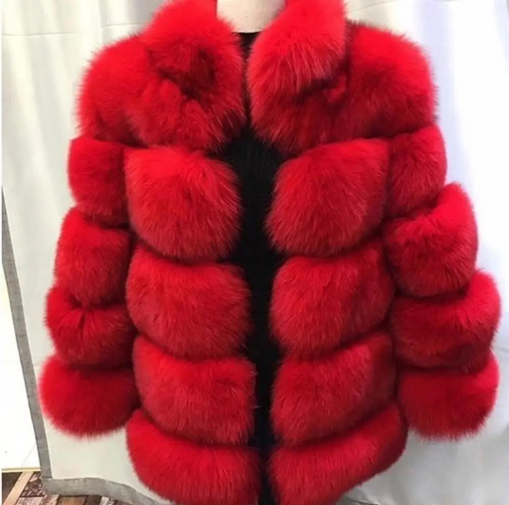 red short fur coat