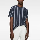 Wholesale Men Summer Clothes O neck Short Sleeve 100% Cotton Vertical Striped Black T shirt with OEM ODM services