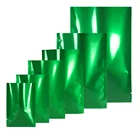 Glass Green Heat Sealable Open Top Pouch with Tear Notch Metallic Mylar Flat Package Bag For Powder Package