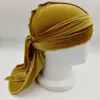 Muslim Turban Soft Polyester velvet Colored custom Durag with Extra Long Tail