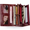 Contact's Brand Striped Design Long Lady Purse Passport Cellphone Photo Coin Cards Holder Genuine Leather Women Wallet - Red