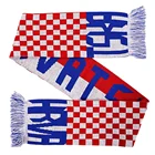 free sample 100%Acrylic jacquard custom made warm sport fan club stripe long knit soccer tasse scarf