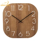 QingFeng creative hollow numbers MDF square wooden home decorative wall clock