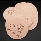 custom brand logo and pink circle apparel hangtag