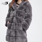 2019 Luxury Wholesale winter Women long Soft Rabbit Fur Chinchilla lady fur coat
